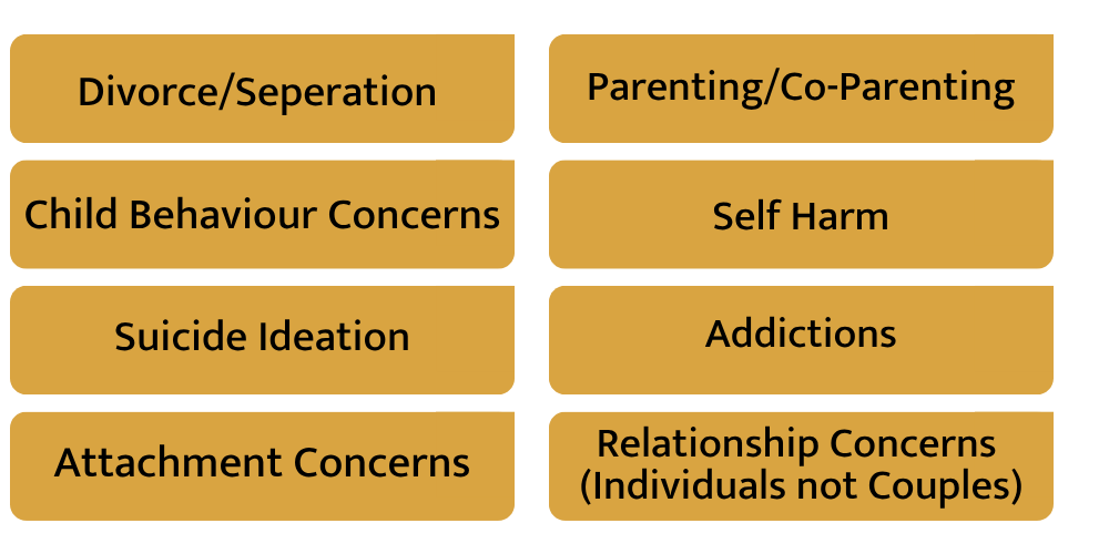 Types of therapy in Ayr Ontario: Eye Movement Desensitization and Reprocessing (EMDR), Cognitive Behavioral Therapy (CBT), Internal Family Systems(IFS) (Informed), Attachment Regulation and Competency (ARC) Framework, Attachment Theory (Informed), Narrative Therapy (Informed), Dialectical Behavioral Therapy (DBT) Skills